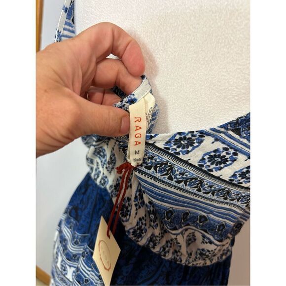 🆕 RAGA Anthropologie Caravan open front‎ dress boho navy blue size M BIN P - Picture 6 of 9